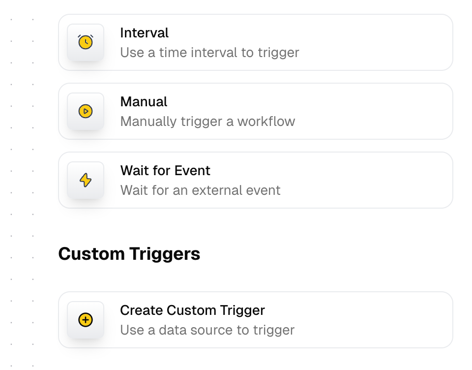 Choose a trigger. interface